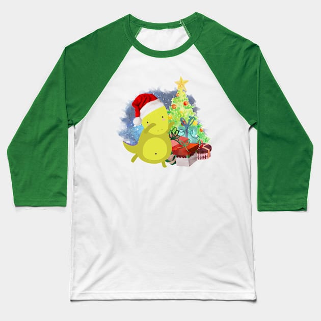 T-Rex: a Dinosaur Christmas Baseball T-Shirt by tribbledesign